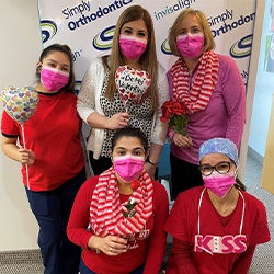 dental staff group photo at valentines