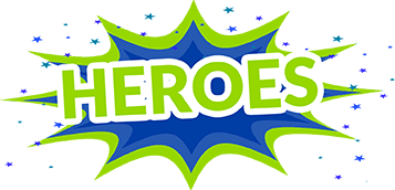 comic-styled explosion with the word 'hero' in the middle